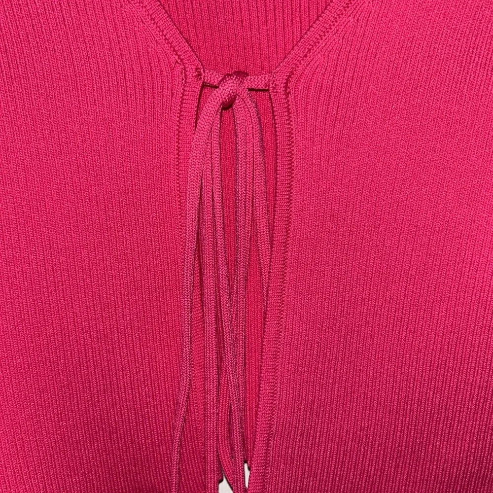 Zara Women’s Fuchsia Summer Ribbed Cropped Tie‎ Top Size Med NWOT